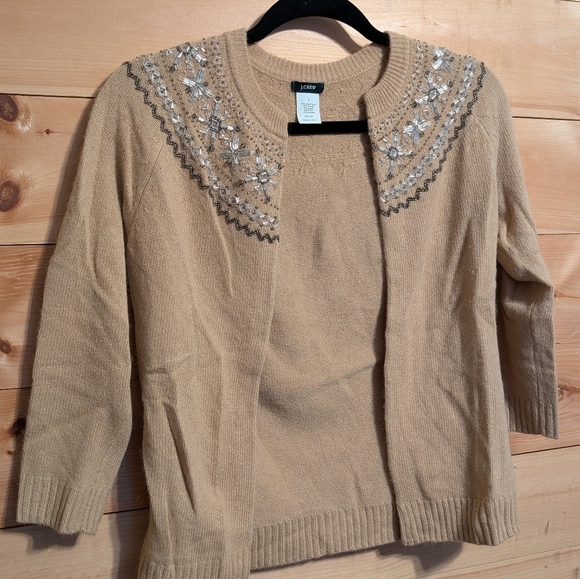 J. Crew Sweaters - J. Crew Beige Embellished Cardigan..Small